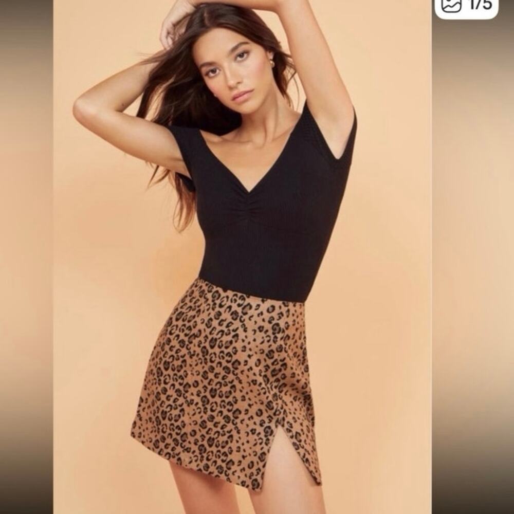 Women’s Reformation Cady Leopard Print Linen Mini Skirt Size 12